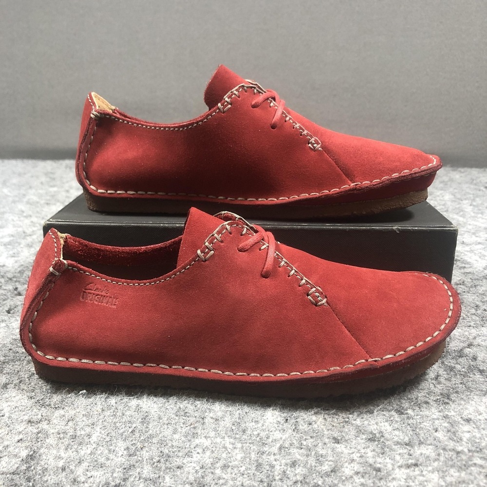Clarks Ashton Originals Shoes Mens 7 Red Suede Crepe Sole Lace Up Casual Oxfords - Picture 2 of 16